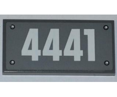 Tile 2 x 4 with White '4441' Pattern (Sticker) - Set 4441