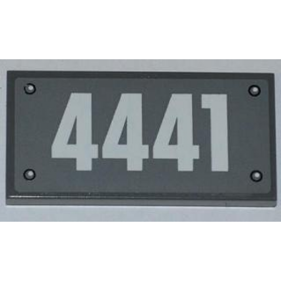 Tile 2 x 4 with White '4441' Pattern (Sticker) - Set 4441