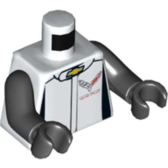 Torso Race Suit with Chevrolet Logos on Front and 'CORVETTE RACING' on Back Pattern / Black Arms / Black Hands