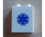 Brick 1 x 2 x 2 with Inside Stud Holder with Blue EMT Star of Life Pattern (Sticker) - Set 60023