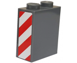 Brick 1 x 2 x 2 with Inside Axle Holder with Red and White Danger Stripes Pattern Model Right Side (Sticker) - Set 8077