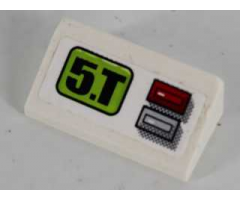 Slope 30 1 x 2 x 2/3 with Black '5.T' and Red Light and Silver Button Pattern (Sticker) - Set 8864