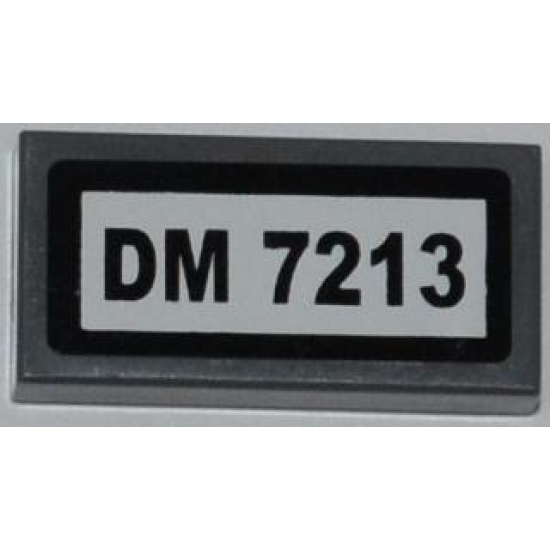 Tile 1 x 2 with 'DM 7213' Pattern (Sticker) - Set 7213