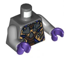 Torso Alien with Gold, Dark Brown and Dark Purple Armor Pattern / Light Bluish Gray Arms / Dark Purple Hands