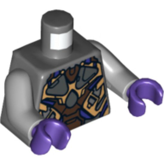 Torso Alien with Gold, Dark Brown and Dark Purple Armor Pattern / Light Bluish Gray Arms / Dark Purple Hands