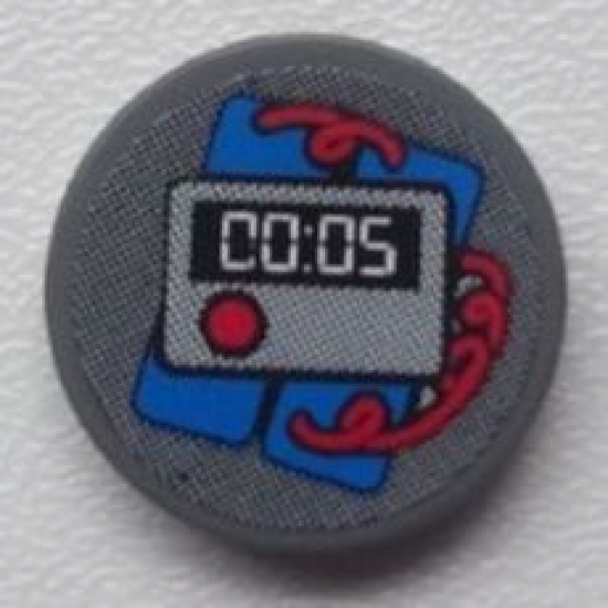 Tile, Round 2 x 2 with Time Bomb with '00:05' Pattern (Sticker) - Set 8639