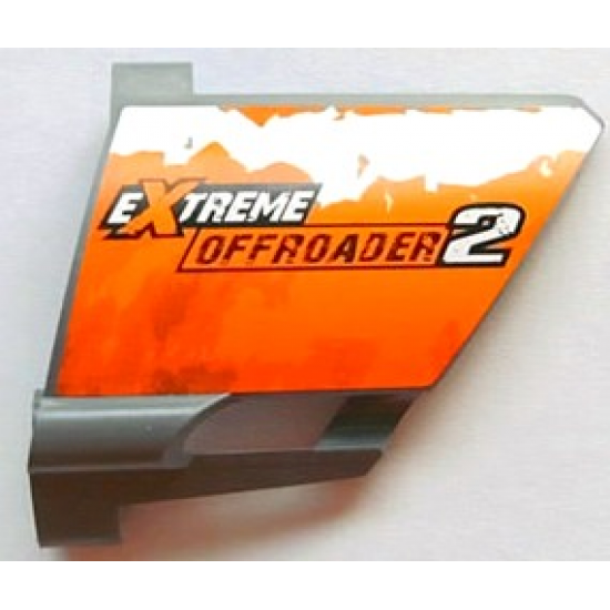 Technic, Panel Fairing #22 Large Short, Small Hole, Side A with 'EXTREME OFFROADER 2' on Orange and White Splatter Pattern (Sticker) - Set 8297