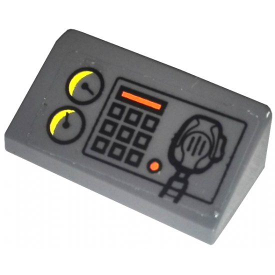 Slope 30 1 x 2 x 2/3 with Gauges, Buttons, Orange Bar and Radio on Transparent Background Pattern (Sticker) - Set 60001