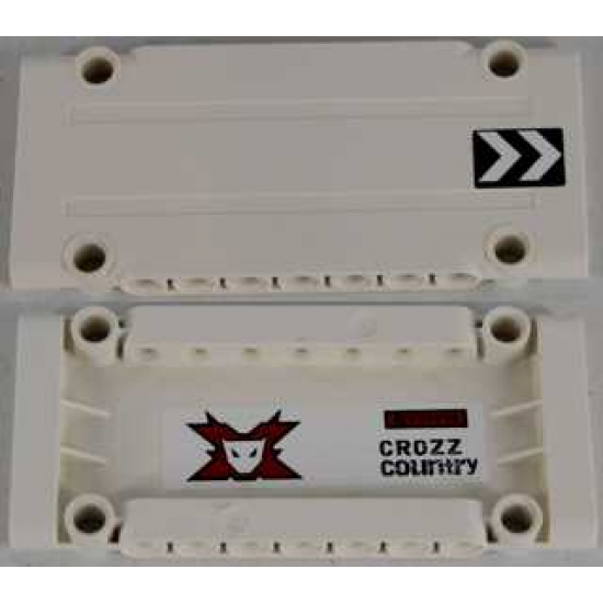 Technic, Panel Plate 5 x 11 x 1 with Chevrons on Outside Right and World Racers Team Extreme Logo and 'CROZZ COUNTRY' on Inside Pattern (Sticker) - Set 8864