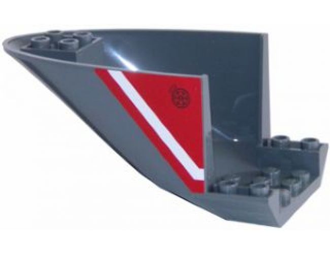 Aircraft Fuselage Curved Aft Section 6 x 10 Bottom with White Line and Fuel Filler Cap on Red Background Pattern on Both Sides (Stickers) - Set 60108