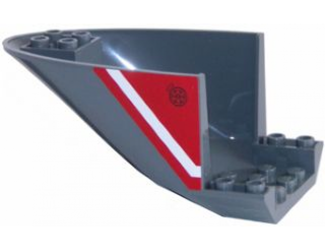 Aircraft Fuselage Curved Aft Section 6 x 10 Bottom with White Line and Fuel Filler Cap on Red Background Pattern on Both Sides (Stickers) - Set 60108
