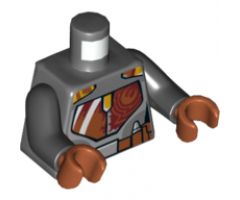 Torso SW Mandalorian Armor Plates Female Dark Red, Dark Orange, and Yellow with Rebel Starbird and Utility Belt Pattern (Sabine Wren) / Black Arms / Dark Orange Hands