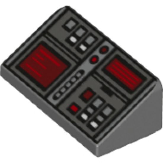 Slope 30 1 x 2 x 2/3 with Red and White Buttons and Two Red Screens Pattern