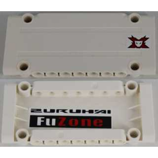 Technic, Panel Plate 5 x 11 x 1 with World Racers Team Extreme Logo on Outside and Black and Red 'FuZone' on Inside Pattern Model Right Side (Stickers) - Set 8864