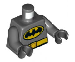 Torso Batman Logo in Yellow Oval with Yellow Belt Front and Back Pattern / Dark Bluish Gray Arms / Black Hands