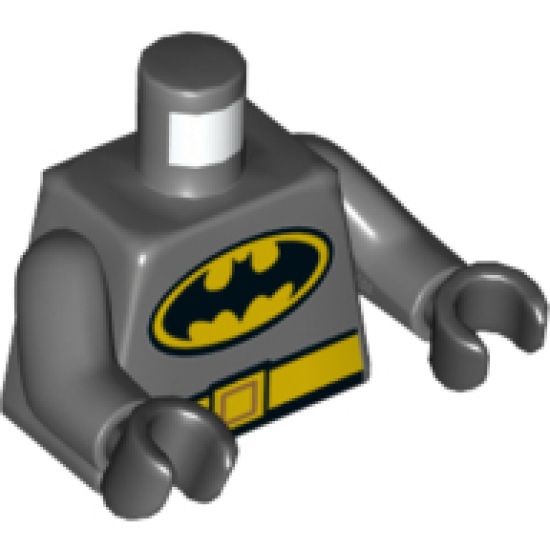 Torso Batman Logo in Yellow Oval with Yellow Belt Front and Back Pattern / Dark Bluish Gray Arms / Black Hands