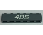 Brick 1 x 6 with White '485' on Dark Bluish Gray Background Pattern (Sticker) - Set 8426