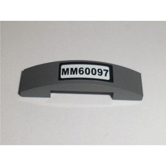 Slope, Curved 4 x 1 Double with Black 'MM60097' License Plate Pattern (Sticker) - Set 60097