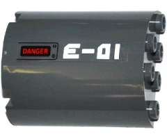 Cylinder Half 2 x 4 x 4 with 'E-01' and 'DANGER' Pattern Model Right Side (Sticker) - Set 60092