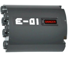 Cylinder Half 2 x 4 x 4 with 'E-01' and 'DANGER' Pattern Model Left Side (Sticker) - Set 60092