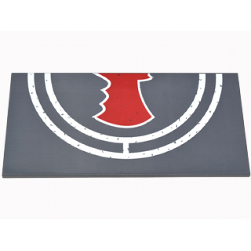 Tile 8 x 16 with Bottom Tubes with Half White Landing Pad Circles and Red Bat Symbol Pattern Right Side (Sticker) - Set 76052