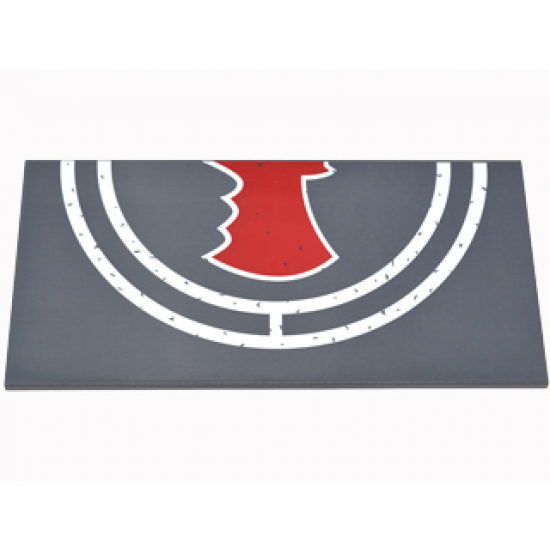 Tile 8 x 16 with Bottom Tubes with Half White Landing Pad Circles and Red Bat Symbol Pattern Right Side (Sticker) - Set 76052