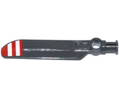 Technic Rotor Blade Small with Axle and Pin Connector End with 3 Red Stripes and 2 White Stripes Pattern on Top (Sticker) - Set 42040