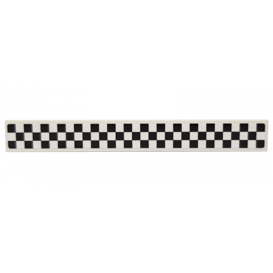 Tile 1 x 8 with Black Checkered Pattern on White Background (Sticker) - Sets 75874 / 76898 / 76899