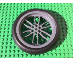 Wheel & Tire Assembly 75mm D. x 17mm Motorcycle with Black Tire 94.2mm D. x 22mm Motorcycle Racing Tread (88517 / 88516)