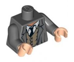 Torso Harry Potter Jacket with Rumpled Vest and Tie Pattern / Dark Bluish Gray Arms / Light Nougat Hands