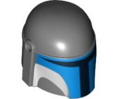 Minifigure, Headgear Helmet with Holes, SW Mandalorian with Blue and White Pattern