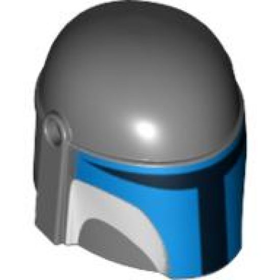 Minifigure, Headgear Helmet with Holes, SW Mandalorian with Blue and White Pattern