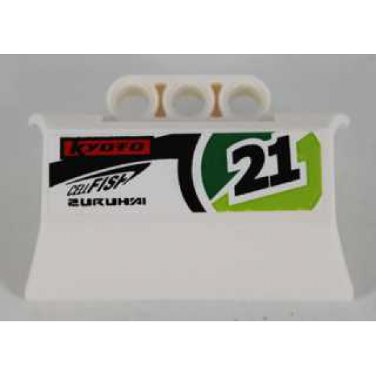 Technic, Panel Engine Block Half / Side Intake with Black '21', 'KYOTO', 'CELLFISH', and 'ZURUHAI' Pattern Model Left Side (Sticker) - Set 8864