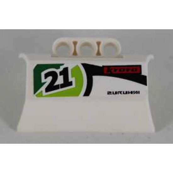 Technic, Panel Engine Block Half / Side Intake with Black '21', 'KYOTO', and 'ZURUHAI' Pattern Model Right Side (Sticker) - Set 8864