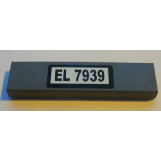 Tile 1 x 4 with Black 'EL 7939' on White Background Pattern (Sticker) - Set 7939