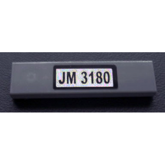 Tile 1 x 4 with Black 'JM 3180' Pattern on White Background (Sticker) - Set 3180