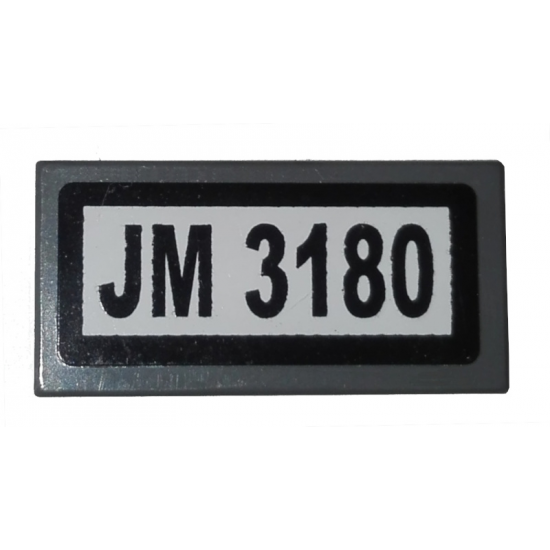 Tile 1 x 2 with Black 'JM 3180' Pattern on White Background (Sticker) - Set 3180