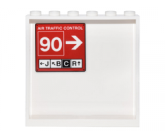 Panel 1 x 6 x 5 with Red Sign with 'AIR TRAFFIC CONTROL', '90', 'J', 'B', 'C', 'R' and Arrows Pattern on Inside (Sticker) - Set 76051