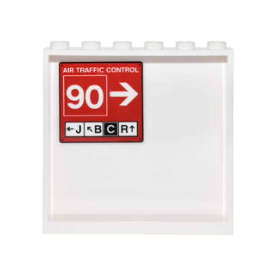 Panel 1 x 6 x 5 with Red Sign with 'AIR TRAFFIC CONTROL', '90', 'J', 'B', 'C', 'R' and Arrows Pattern on Inside (Sticker) - Set 76051