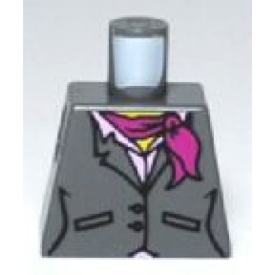 Torso Suit Jacket, Two Buttons, Pink Shirt and Magenta Scarf Pattern