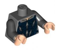 Torso Armor Vest with Silver and Dark Blue Pattern / Black Arms / Light Nougat Hands