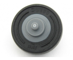Wheel & Tire Assembly Center Small with Stub Axles (Pulley Wheel) with Black Tire 14mm D. x 4mm Smooth Small Single with Number Molded on Side (3464 / 59895)