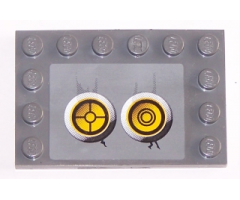 Tile, Modified 4 x 6 with Studs on Edges with 2 Yellow Circles with Bionicle Code Pattern 1 (Sticker) - Set 8759
