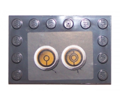 Tile, Modified 4 x 6 with Studs on Edges with 2 Yellow Circles with Bionicle Code Pattern 4 (Sticker) - Set 8759
