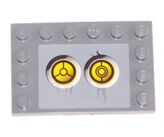 Tile, Modified 4 x 6 with Studs on Edges with 2 Yellow Circles with Bionicle Code Pattern 2 (Sticker) - Set 8759