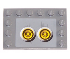 Tile, Modified 4 x 6 with Studs on Edges with 2 Yellow Circles with Bionicle Code Pattern 7 (Sticker) - Set 8759