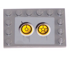 Tile, Modified 4 x 6 with Studs on Edges with 2 Yellow Circles with Bionicle Code Pattern 6 (Sticker) - Set 8759
