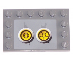 Tile, Modified 4 x 6 with Studs on Edges with 2 Yellow Circles with Bionicle Code Pattern 8 (Sticker) - Set 8759