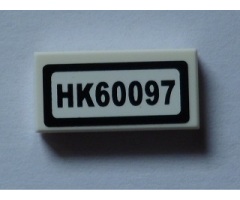 Tile 1 x 2 with 'HK60097' Pattern (Sticker) - Set 60097