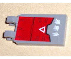 Tile, Modified 2 x 3 with 2 Clips Angled with Red Armor with White Triangle Pattern (Sticker) - Set 7701